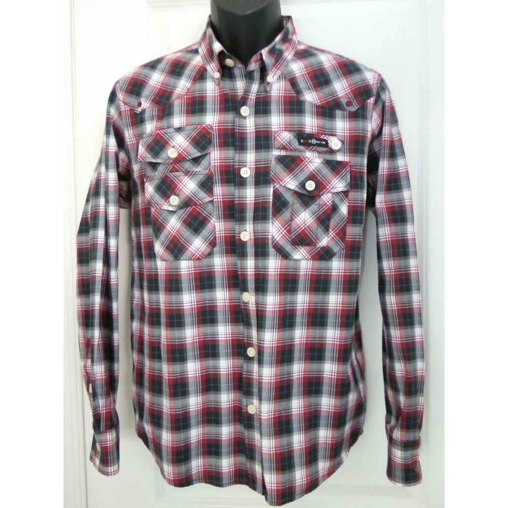 Enyce‎ Men's Long Sleeve Button Up Shirt Medium Multicolor Plaid Pocket EUC